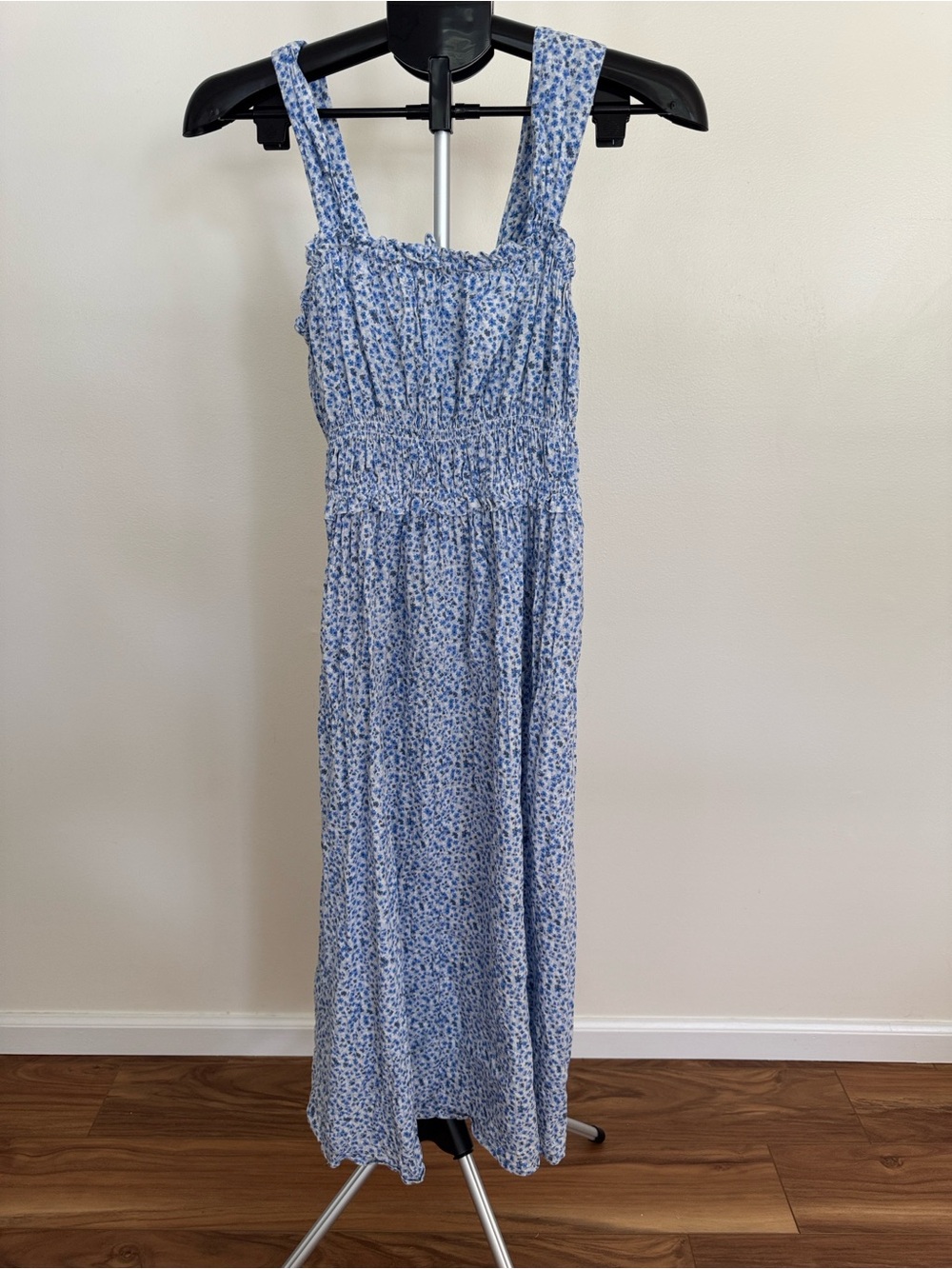 GAP Light Blue Floral Smocked Midi Dress